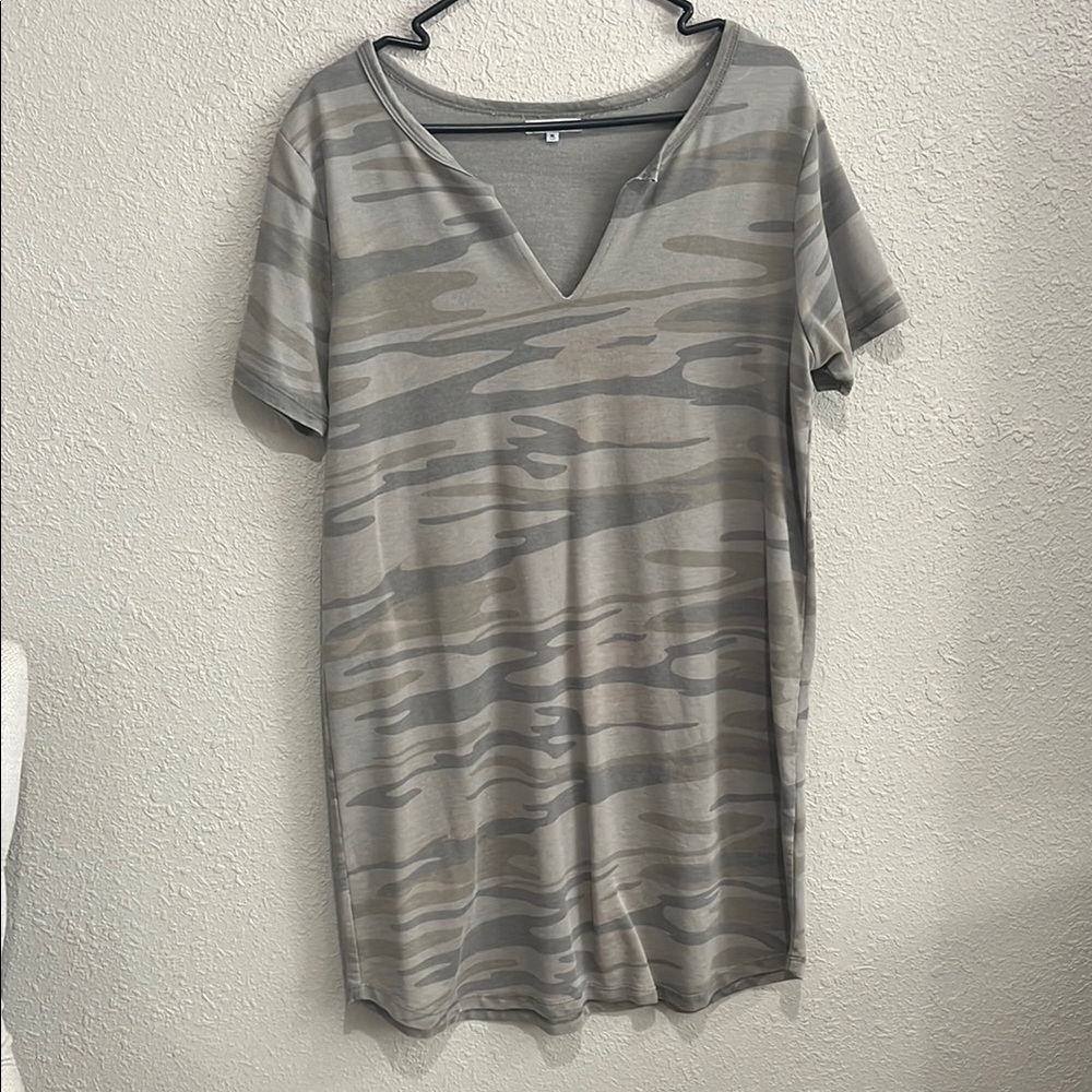 Z Supply Camo V-Neck T-Shirt Dress